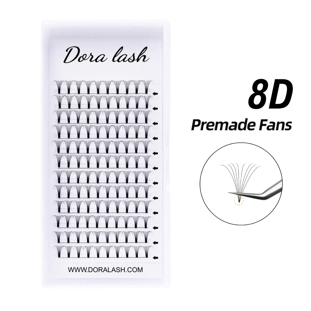 8D Premade Fans Short Stem Lashes