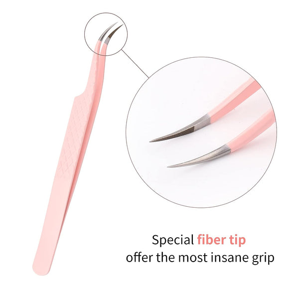 Fiber Tip J Curved Pointed Tweezers